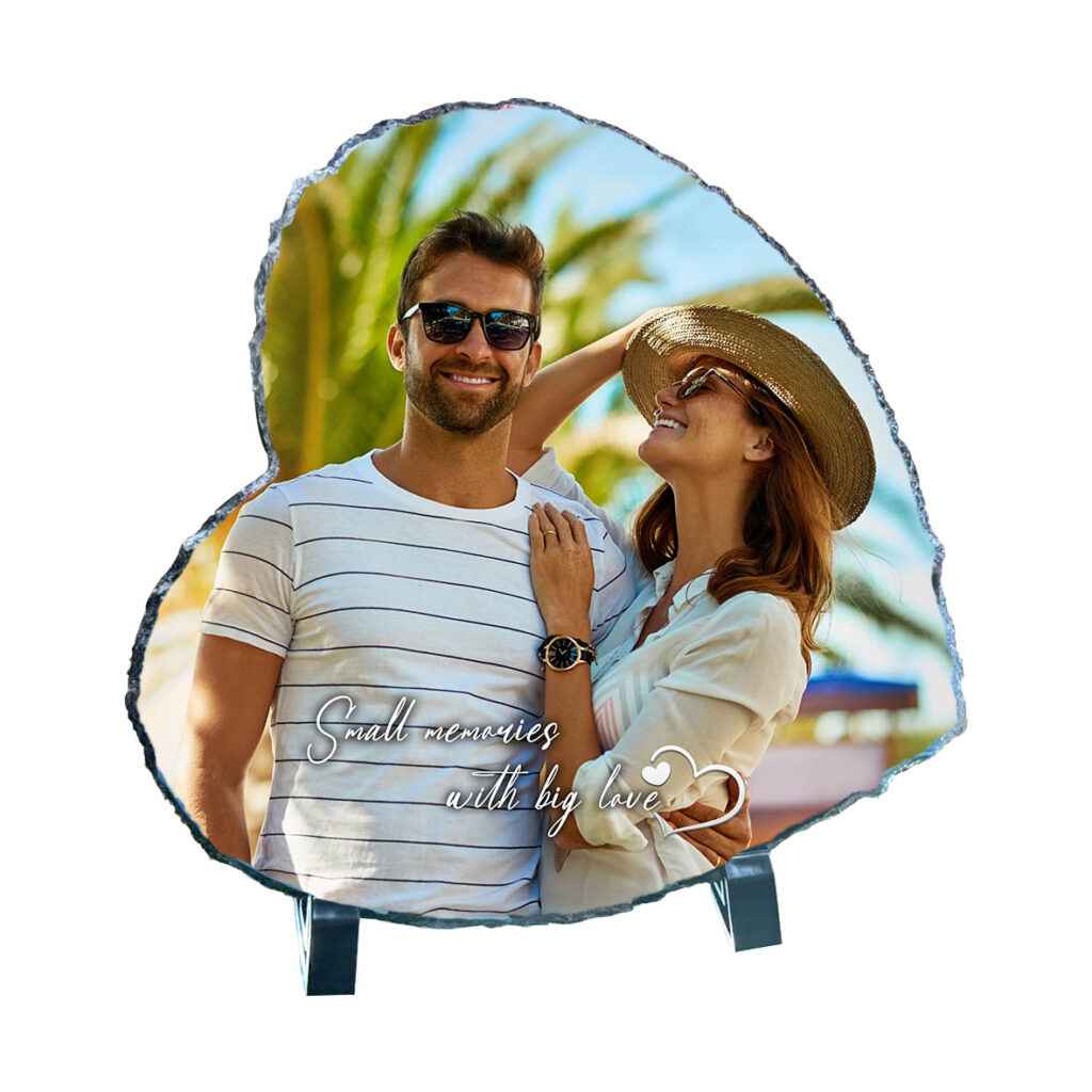 הדפסה על אבן בזלת לב בעיצוב אישי - גימיקס