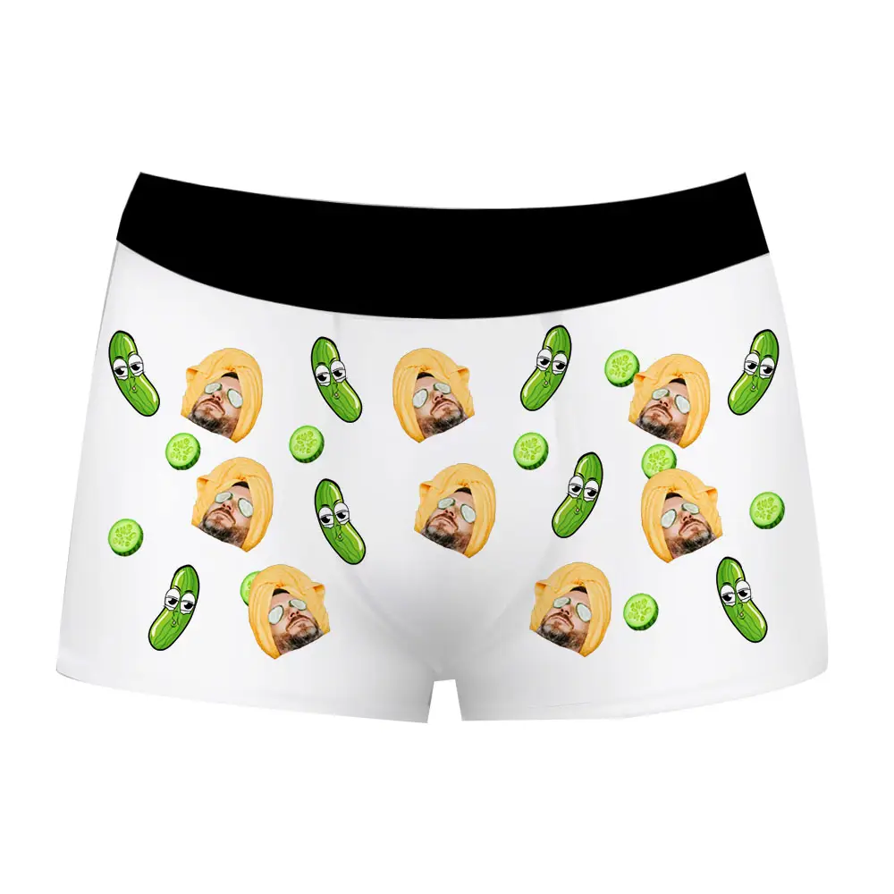 הדפסה על בוקסר בעיצוב ספא מלפפון עם פרצופים